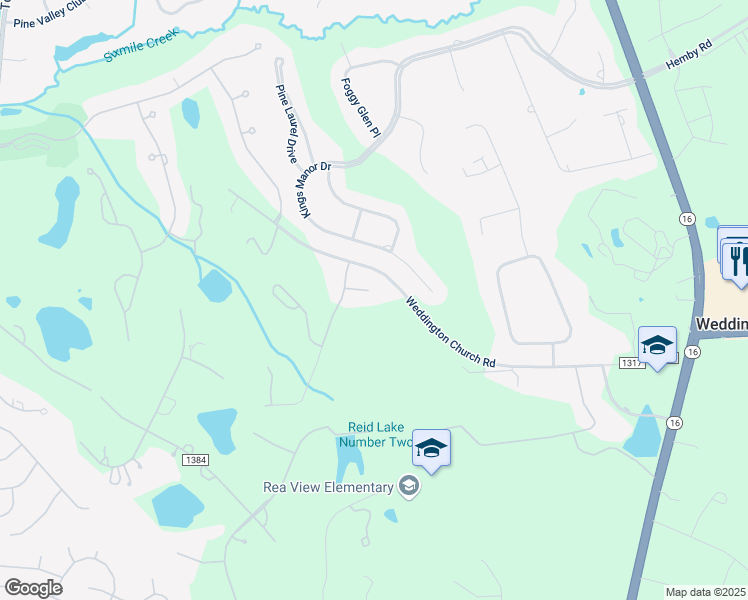 map of restaurants, bars, coffee shops, grocery stores, and more near 8503 English Turn Lane in Waxhaw