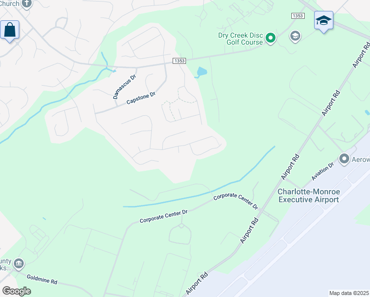 map of restaurants, bars, coffee shops, grocery stores, and more near 2047 Counselors Drive in Monroe