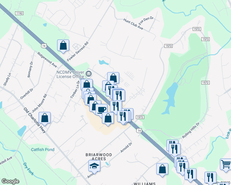 map of restaurants, bars, coffee shops, grocery stores, and more near 2937 Monroe Way in Monroe