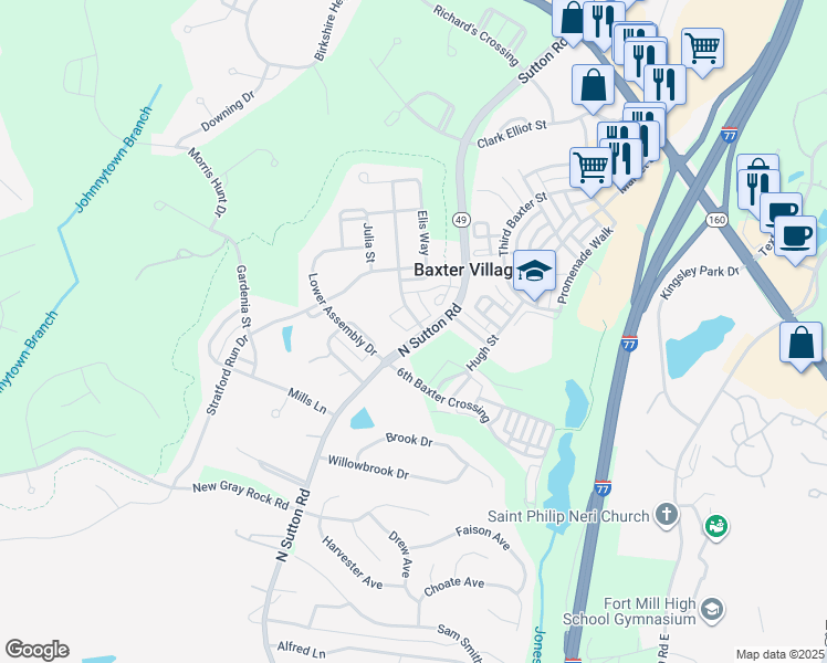 map of restaurants, bars, coffee shops, grocery stores, and more near 3003 Colonel Springs Way in Fort Mill
