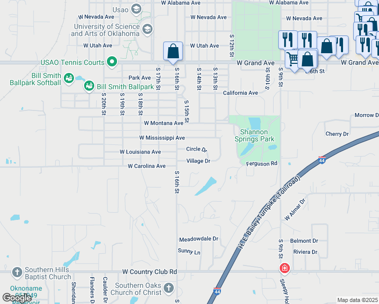 map of restaurants, bars, coffee shops, grocery stores, and more near 11 Circle Drive in Chickasha