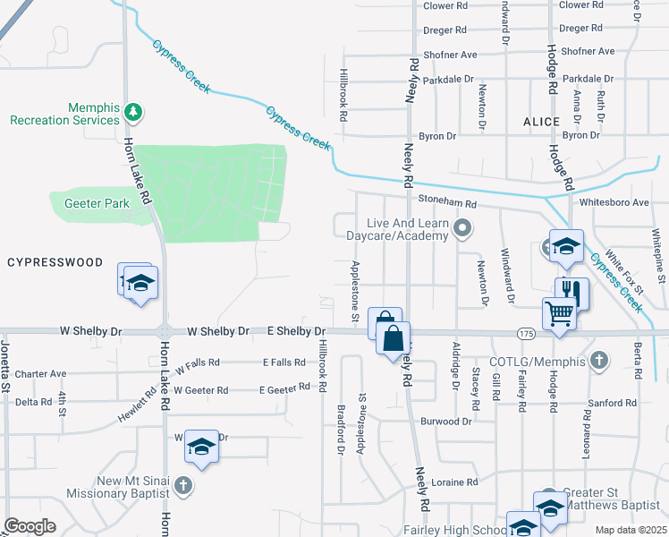 map of restaurants, bars, coffee shops, grocery stores, and more near 119 Pettite Cove in Memphis