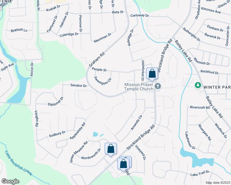 map of restaurants, bars, coffee shops, grocery stores, and more near 1618 Hickory Ridge Court in Fayetteville