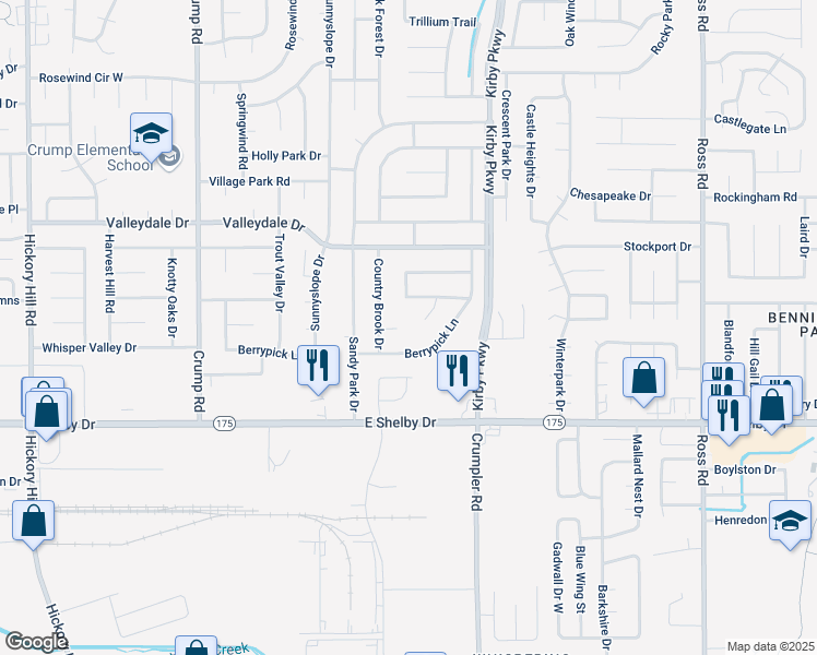 map of restaurants, bars, coffee shops, grocery stores, and more near 6350 Wind Ridge Cove in Memphis