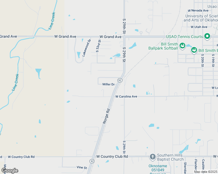 map of restaurants, bars, coffee shops, grocery stores, and more near 43 Miller Dr in Chickasha