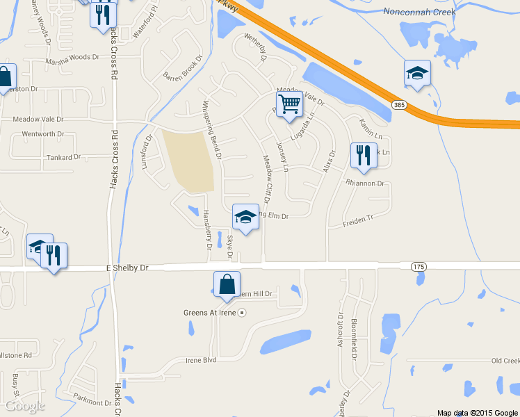 map of restaurants, bars, coffee shops, grocery stores, and more near 8298 Whispering Elm Drive in Memphis