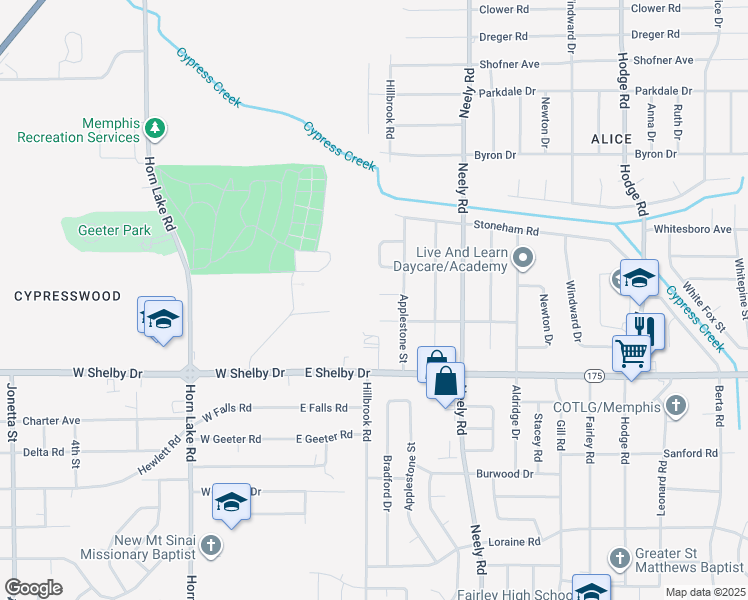 map of restaurants, bars, coffee shops, grocery stores, and more near 119 Pettite Cove in Memphis