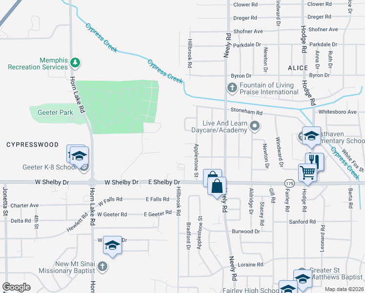 map of restaurants, bars, coffee shops, grocery stores, and more near 119 Pettite Cove in Memphis