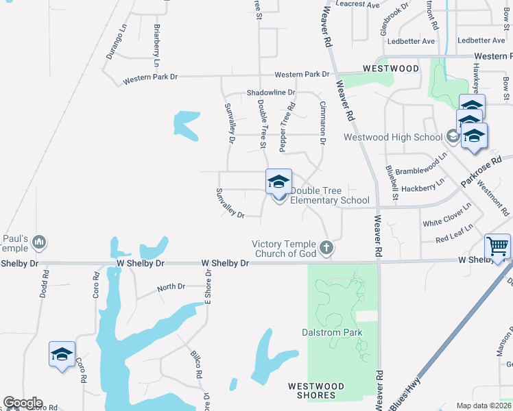 map of restaurants, bars, coffee shops, grocery stores, and more near 4577 Double Tree Street in Memphis
