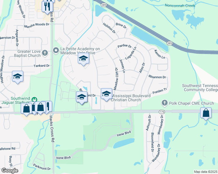 map of restaurants, bars, coffee shops, grocery stores, and more near 8298 Whispering Elm Drive in Memphis