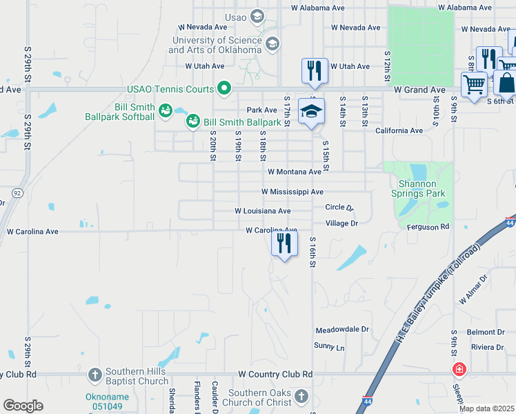 map of restaurants, bars, coffee shops, grocery stores, and more near 2616 S 18th St in Chickasha