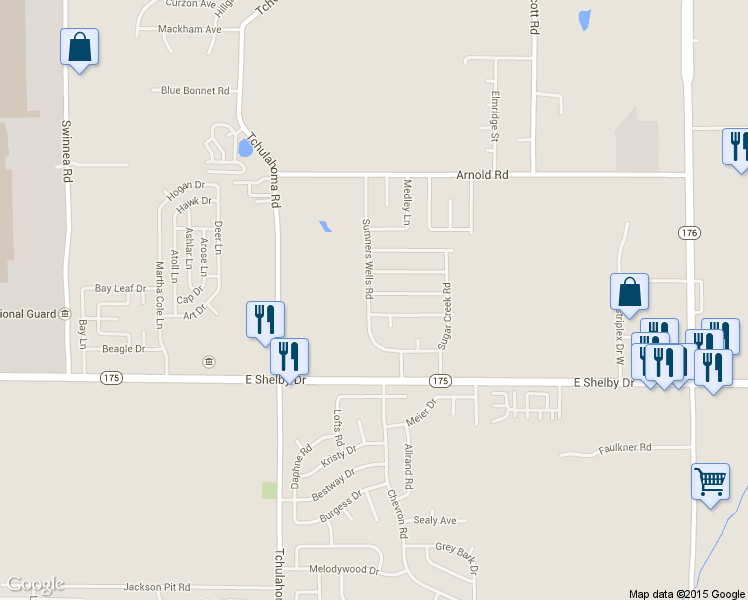 map of restaurants, bars, coffee shops, grocery stores, and more near 3397 Dobbin Ferry Avenue in Memphis