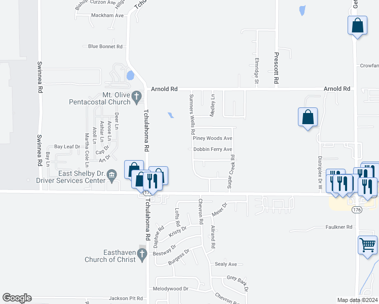 map of restaurants, bars, coffee shops, grocery stores, and more near 4569 Sumners Wells Road in Memphis
