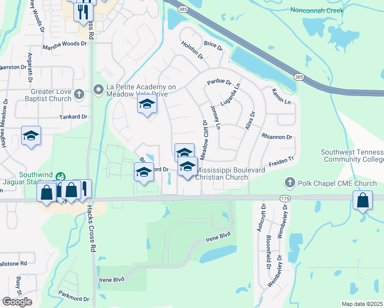 map of restaurants, bars, coffee shops, grocery stores, and more near 8298 Whispering Elm Drive in Memphis