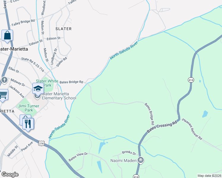 map of restaurants, bars, coffee shops, grocery stores, and more near 30 Hawk Nest Road in Travelers Rest