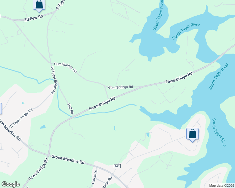 map of restaurants, bars, coffee shops, grocery stores, and more near 455 Fews Bridge Road in Taylors