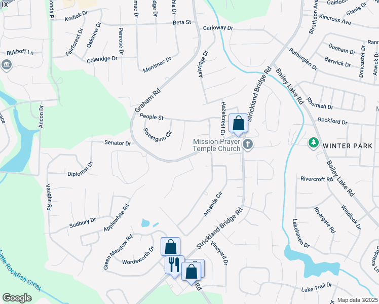 map of restaurants, bars, coffee shops, grocery stores, and more near 2611 Graham Road in Fayetteville