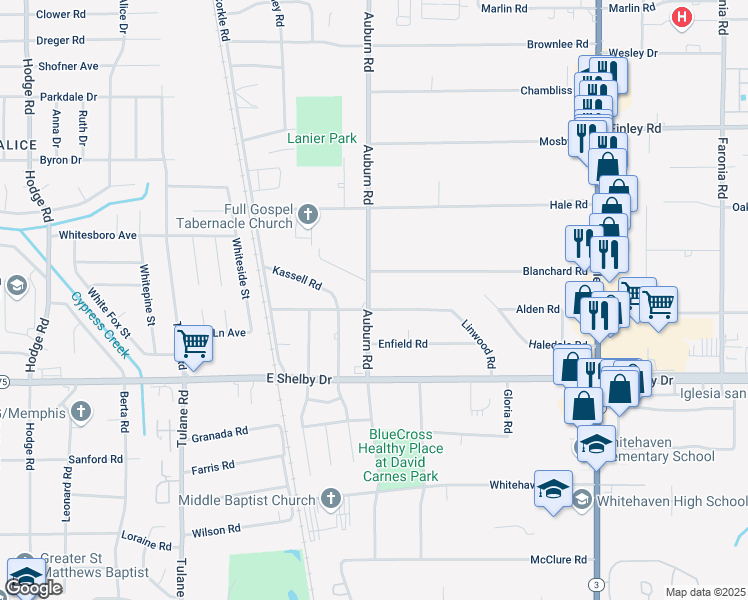map of restaurants, bars, coffee shops, grocery stores, and more near 884 Linwood Road in Memphis