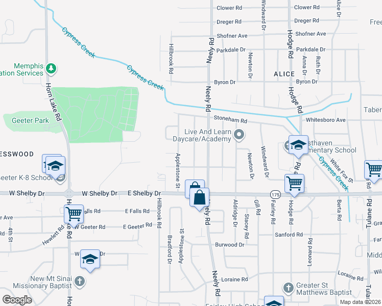 map of restaurants, bars, coffee shops, grocery stores, and more near 4582 Applestone Street in Memphis