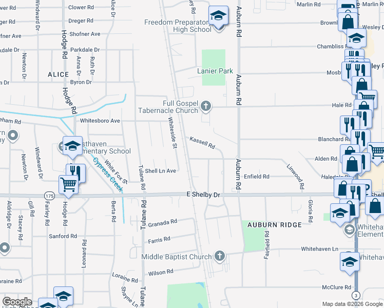map of restaurants, bars, coffee shops, grocery stores, and more near 4576 McCorkle Road in Memphis