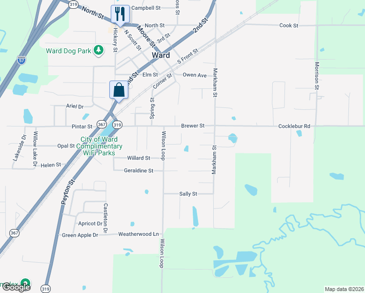 map of restaurants, bars, coffee shops, grocery stores, and more near 20 Kasidyann Court in Ward