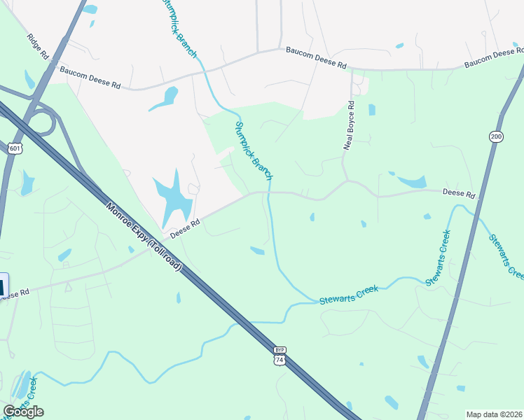 map of restaurants, bars, coffee shops, grocery stores, and more near 694 Deese Road in Monroe