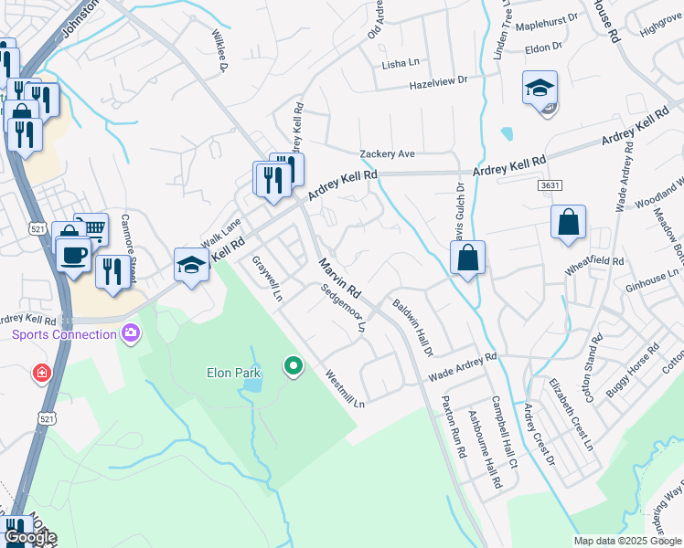 map of restaurants, bars, coffee shops, grocery stores, and more near 11020 Sedgemoor Lane in Charlotte