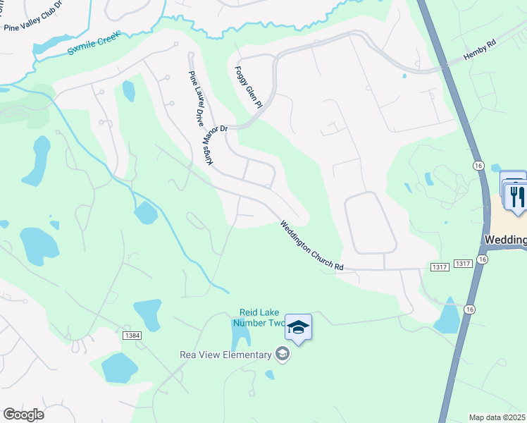 map of restaurants, bars, coffee shops, grocery stores, and more near 8503 English Turn Lane in Waxhaw