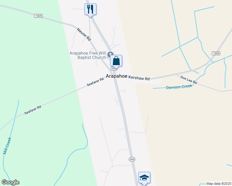 map of restaurants, bars, coffee shops, grocery stores, and more near 8230 North Carolina 306 in Arapahoe