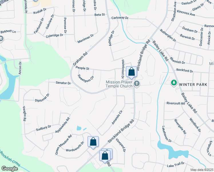 map of restaurants, bars, coffee shops, grocery stores, and more near 2625 Graham Road in Fayetteville