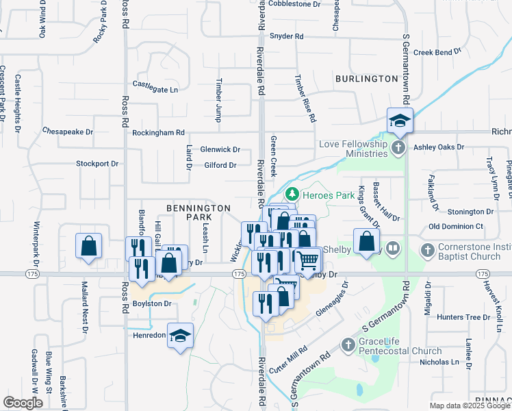 map of restaurants, bars, coffee shops, grocery stores, and more near 4573 Cognac Cove in Memphis
