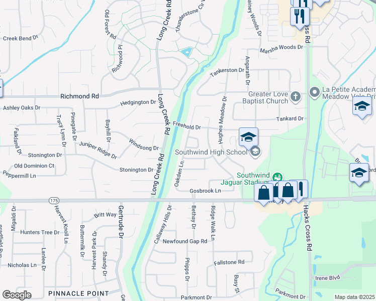map of restaurants, bars, coffee shops, grocery stores, and more near 4560 Oakden Lane in Memphis