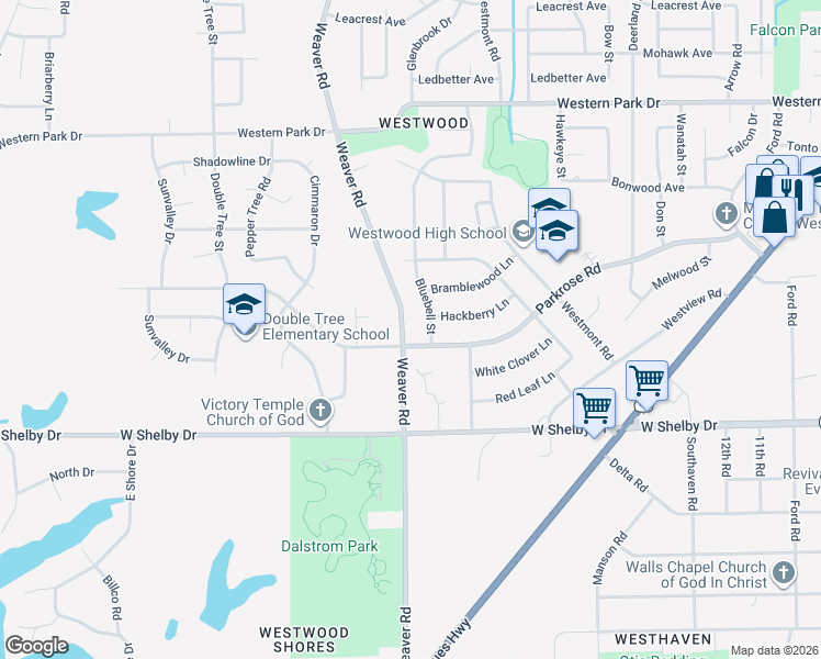 map of restaurants, bars, coffee shops, grocery stores, and more near 954 Parkrose Avenue in Memphis
