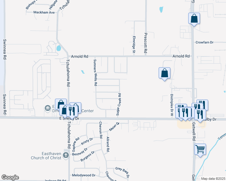 map of restaurants, bars, coffee shops, grocery stores, and more near 3464 Dobbin Ferry Avenue in Memphis
