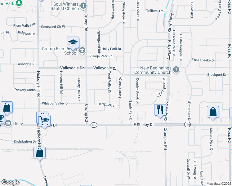 map of restaurants, bars, coffee shops, grocery stores, and more near 6230 Greenberry Hill Cove in Memphis
