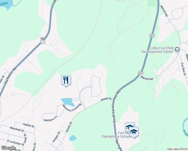 map of restaurants, bars, coffee shops, grocery stores, and more near 204 Polly Collins Court in Fort Mill