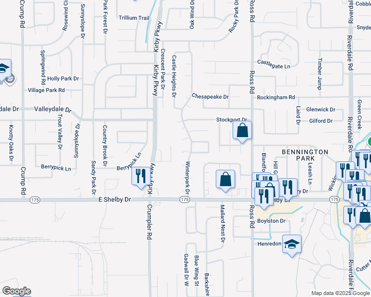 map of restaurants, bars, coffee shops, grocery stores, and more near 6530 Pine Cone Cove in Memphis