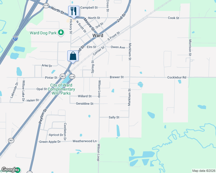 map of restaurants, bars, coffee shops, grocery stores, and more near 20 Kasidyann Court in Ward