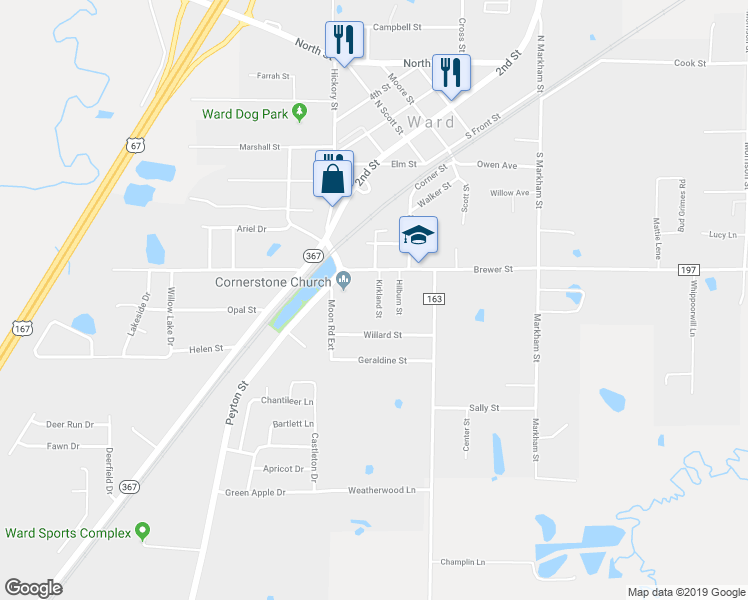 map of restaurants, bars, coffee shops, grocery stores, and more near 11 Kirkland Street in Ward