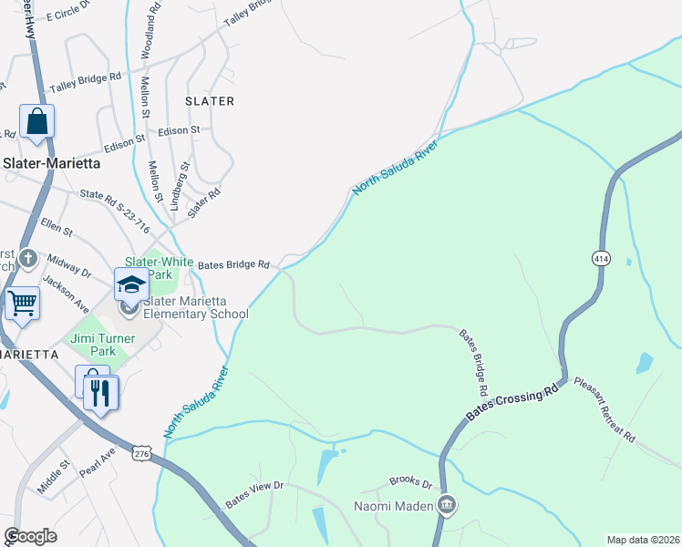 map of restaurants, bars, coffee shops, grocery stores, and more near 30 Hawk Nest Road in Travelers Rest