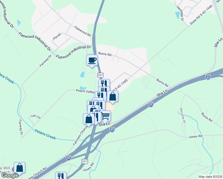 map of restaurants, bars, coffee shops, grocery stores, and more near 116 Mount Pleasant Road in Spartanburg