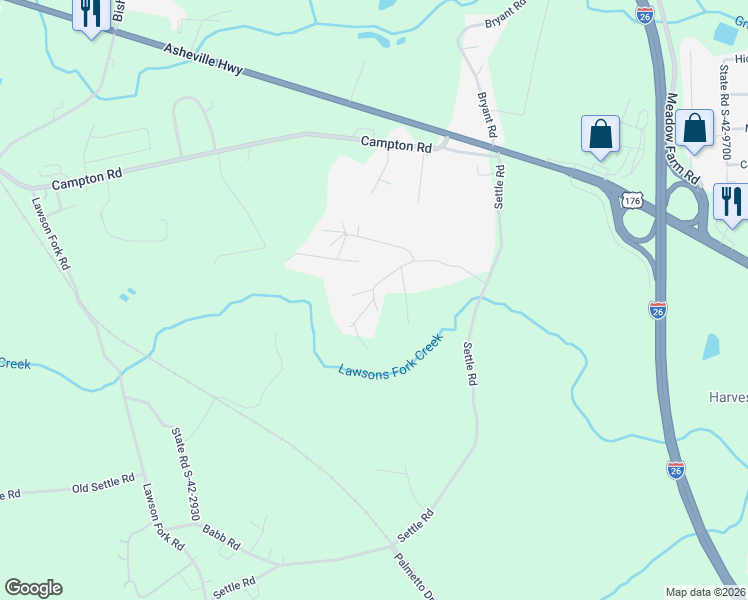 map of restaurants, bars, coffee shops, grocery stores, and more near 620 Tizian Lane in Inman