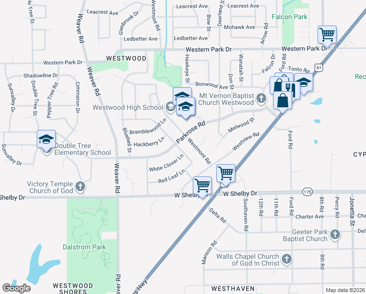 map of restaurants, bars, coffee shops, grocery stores, and more near 4588 Marigold Lane in Memphis