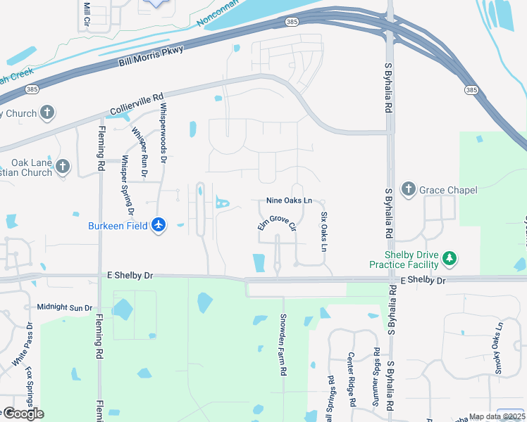 map of restaurants, bars, coffee shops, grocery stores, and more near 940 Elm Grove Circle in Collierville