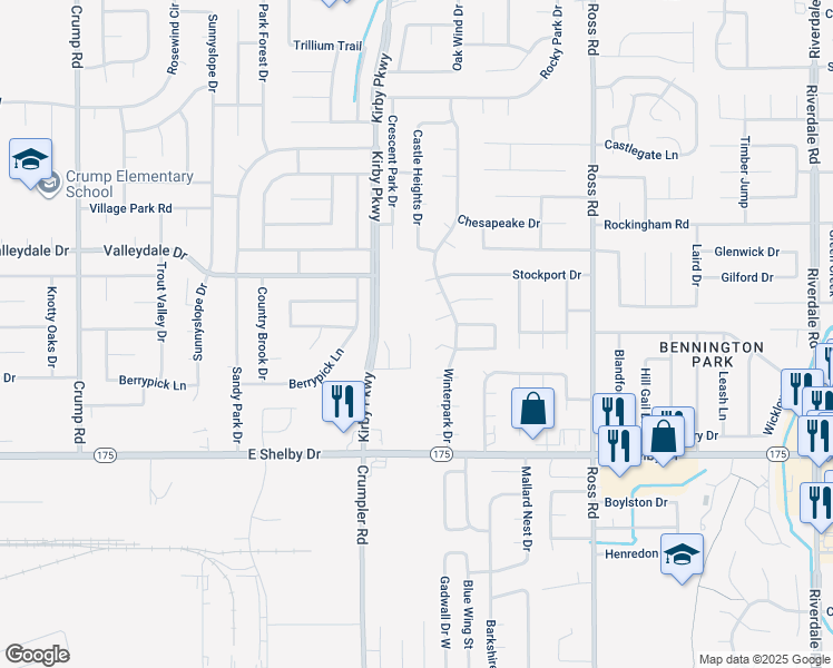map of restaurants, bars, coffee shops, grocery stores, and more near 4560 Summer Creek North in Memphis