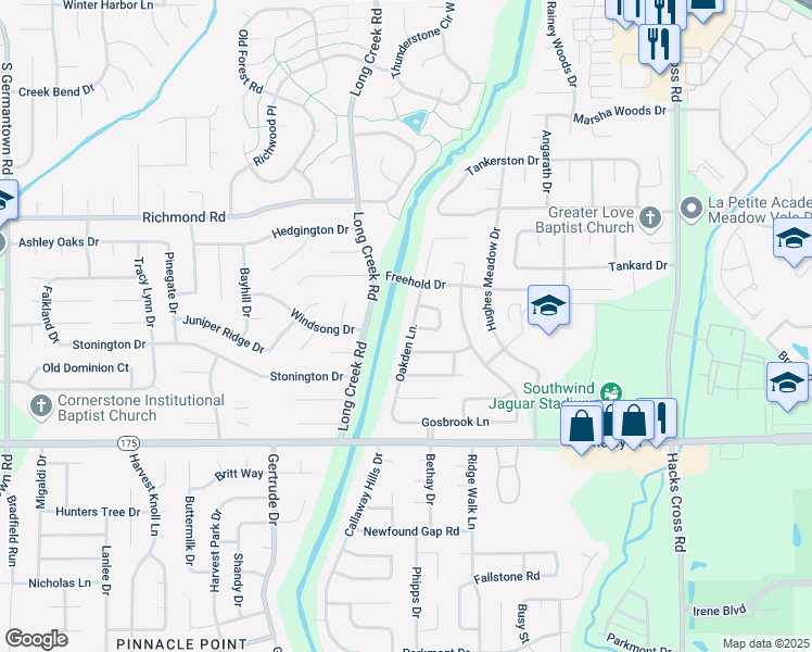 map of restaurants, bars, coffee shops, grocery stores, and more near 4573 Oakden Lane in Memphis