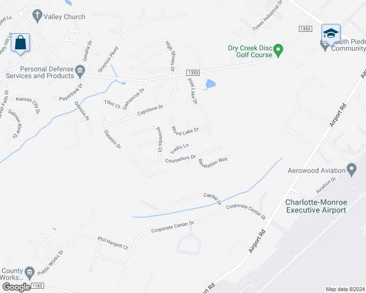 map of restaurants, bars, coffee shops, grocery stores, and more near 3015 Trellis Lane in Monroe