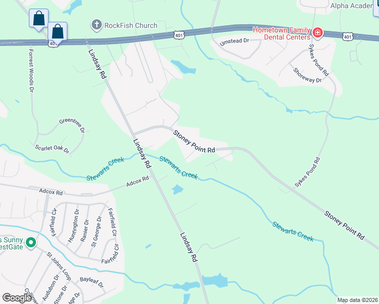 map of restaurants, bars, coffee shops, grocery stores, and more near 419 Stoneypoint Road in Fayetteville