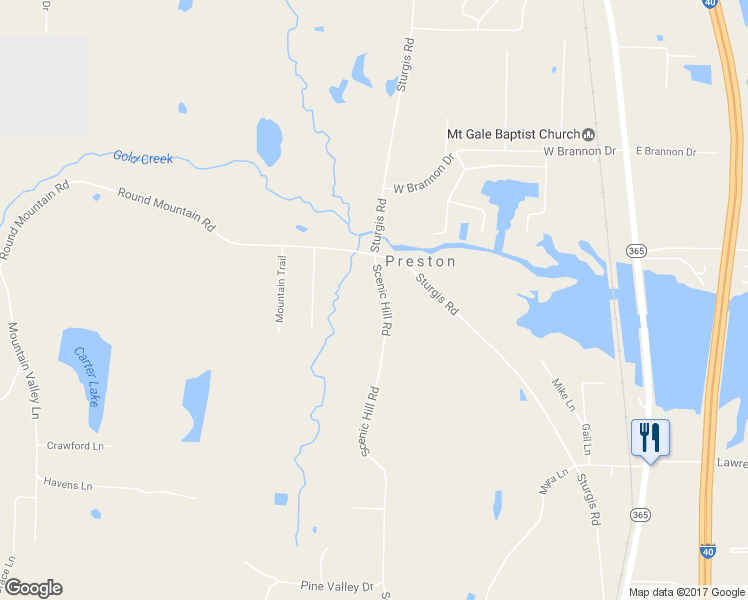 map of restaurants, bars, coffee shops, grocery stores, and more near 407 Scenic Hill Road in Conway