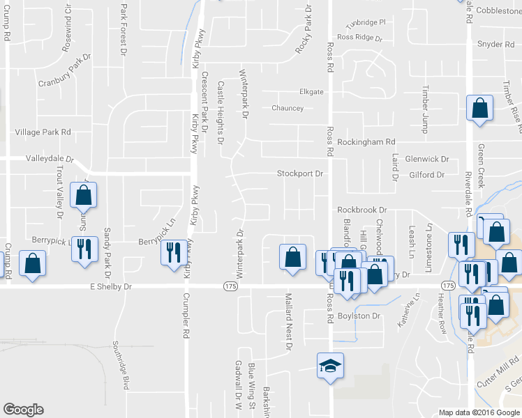 map of restaurants, bars, coffee shops, grocery stores, and more near 6575 Pine Top Circle North in Memphis